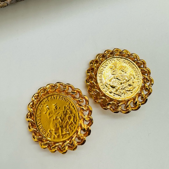 Vintage Ornate Medallion Statement Earrings - Picture 13 of 13